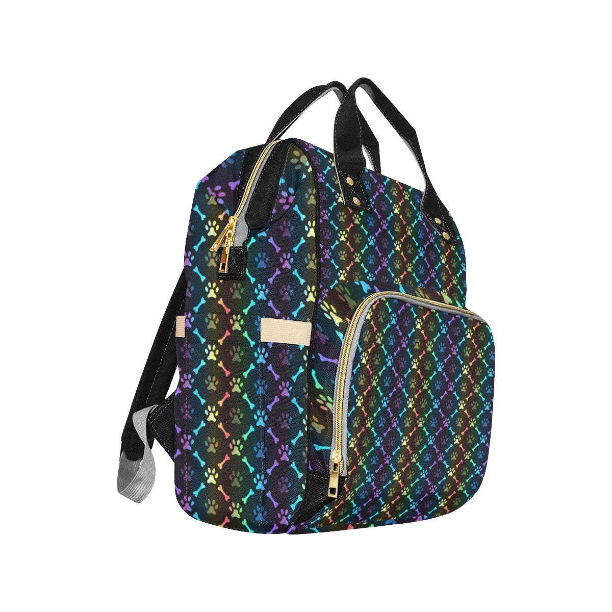 Paw Rainbow Pattern Print Design A01 Diaper Bag Backpack
