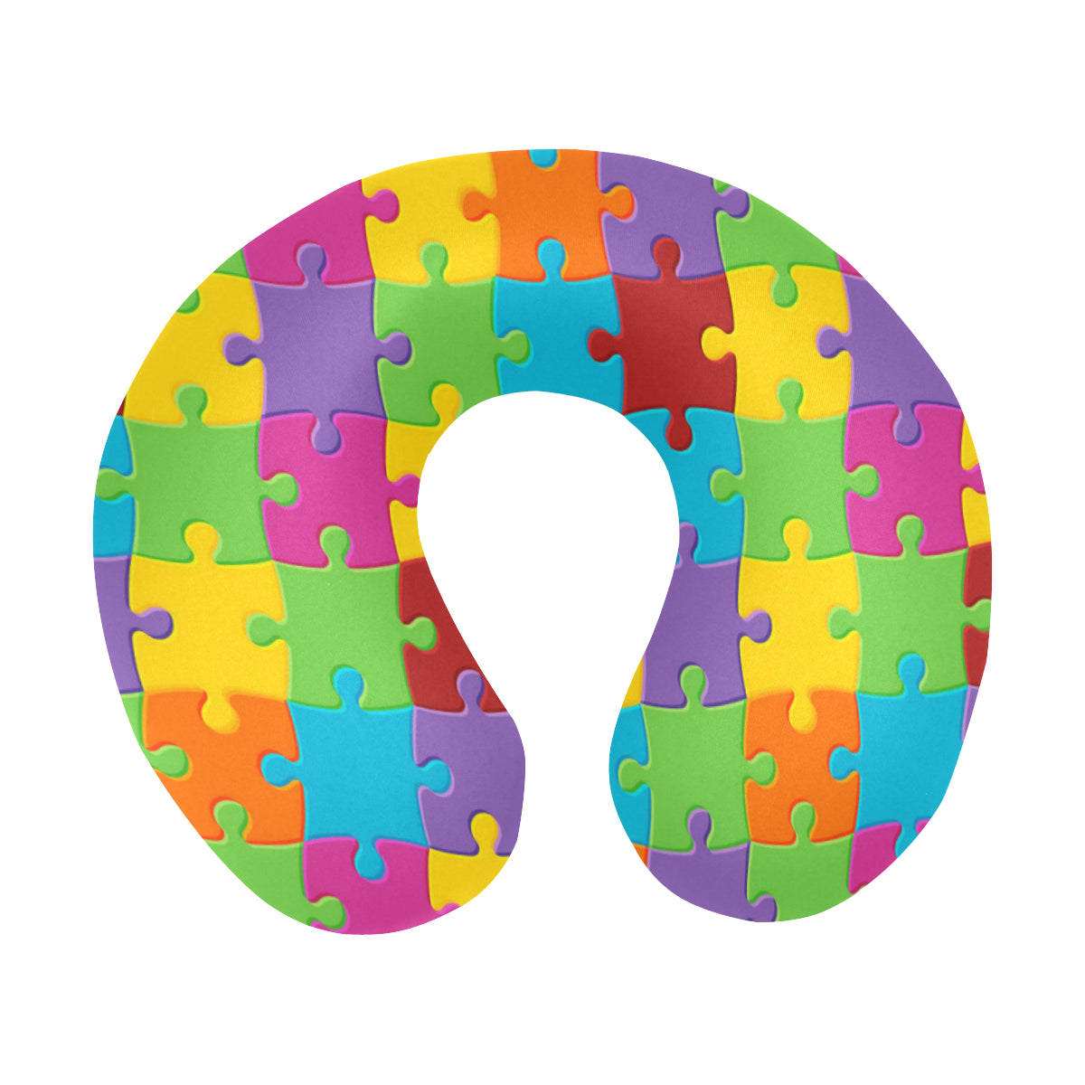 Autism Awareness Pattern Print Design 02 U-Shaped Travel Neck Pillow