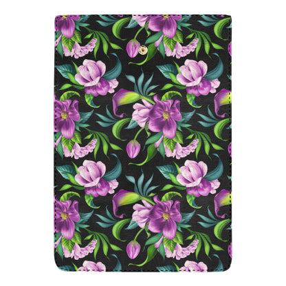 Bright Purple Floral Pattern Women's Trifold Wallet