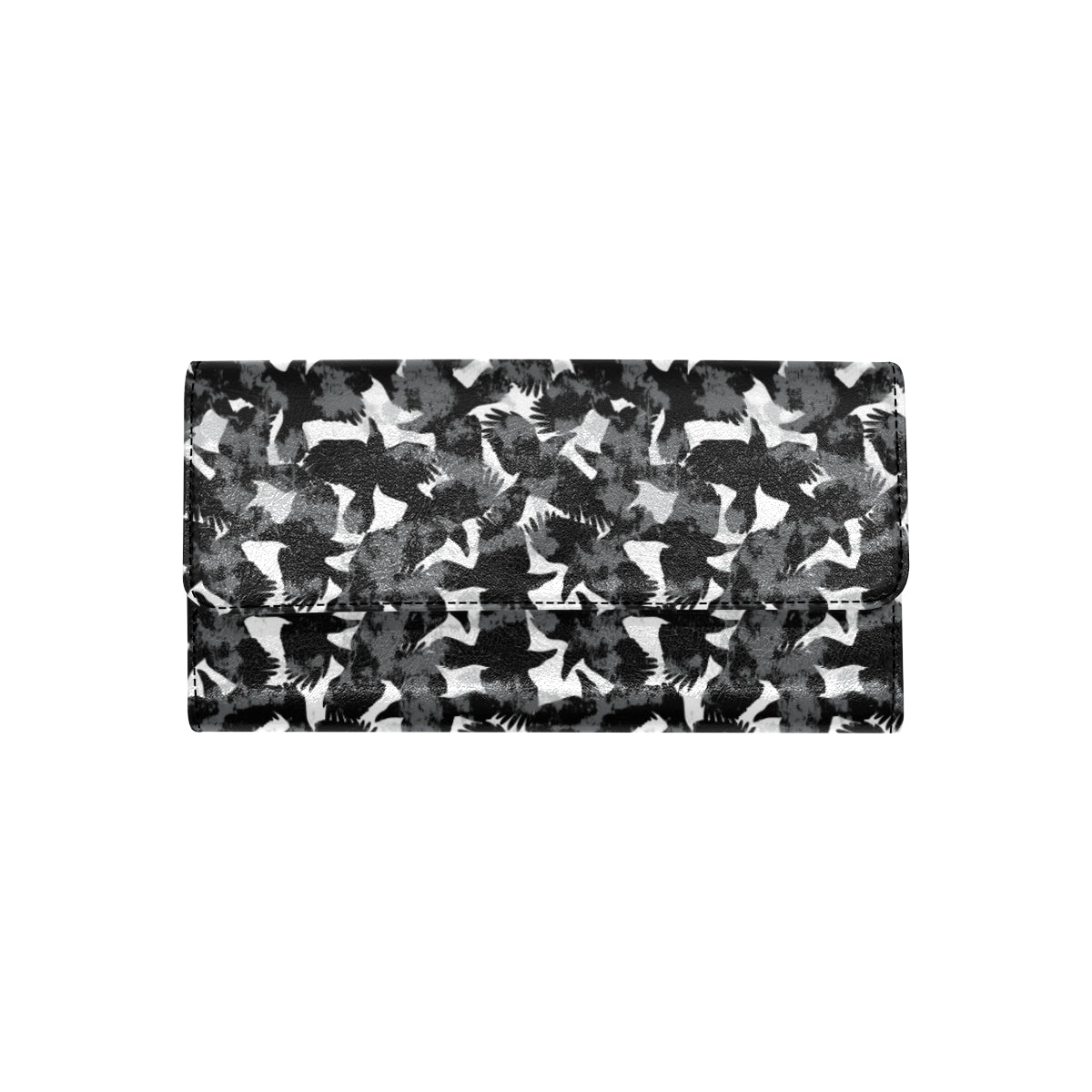 Crow Pattern Print Design 01 Women's Trifold Wallet