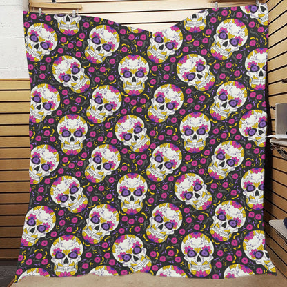sugar skull Floral Pattern Premium Quilt