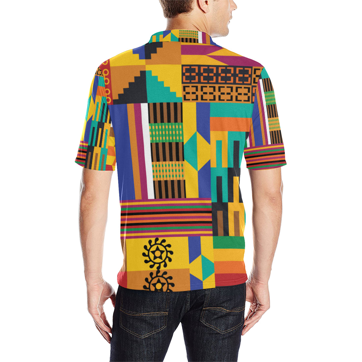 Kente Pattern Print Design 03 Men Polo Shirt