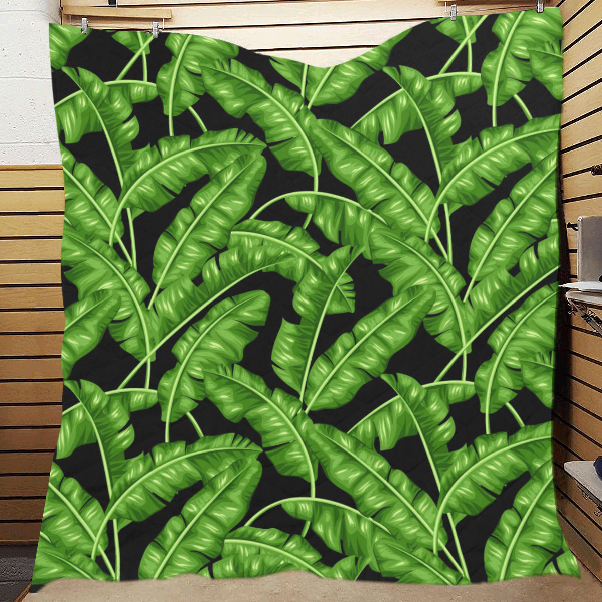 Banana Leaf Pattern Print Design BL01 Premium Quilt