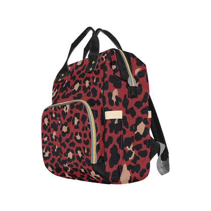 Cheetah Red Print Pattern Diaper Bag Backpack