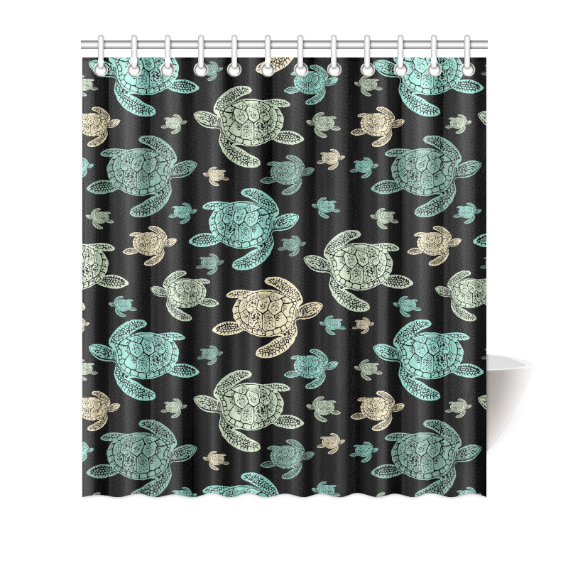 Sea Turtle Stamp Pattern Shower Curtain