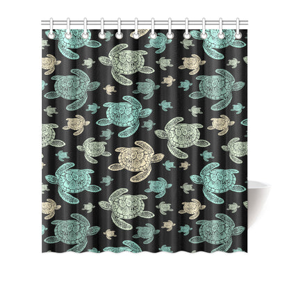 Sea Turtle Stamp Pattern Shower Curtain