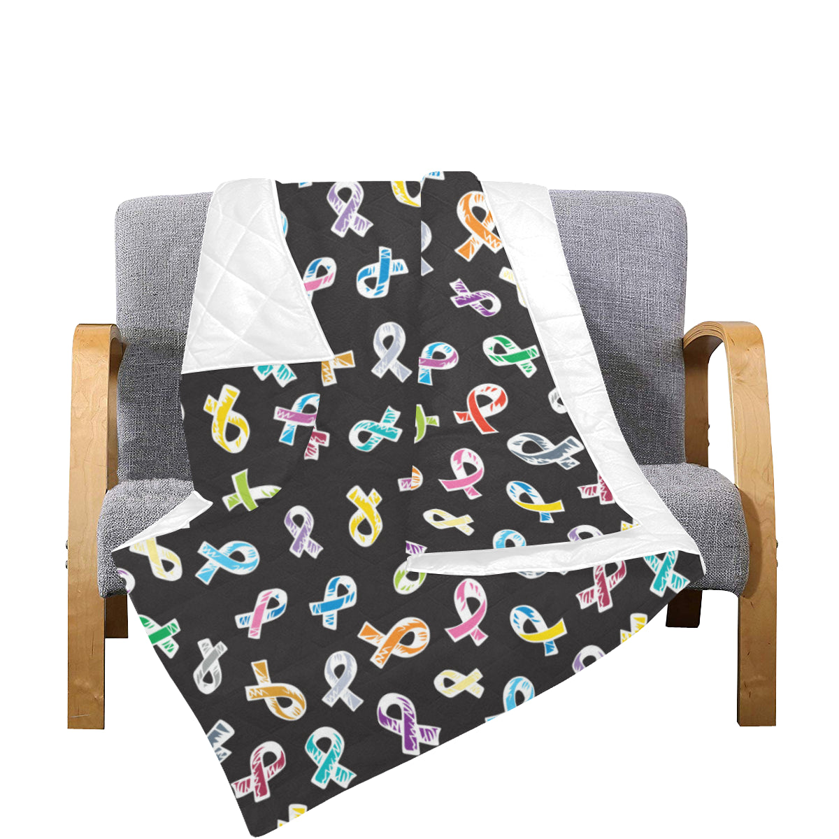 Cancer Awareness Pattern Print Design 02 Premium Quilt
