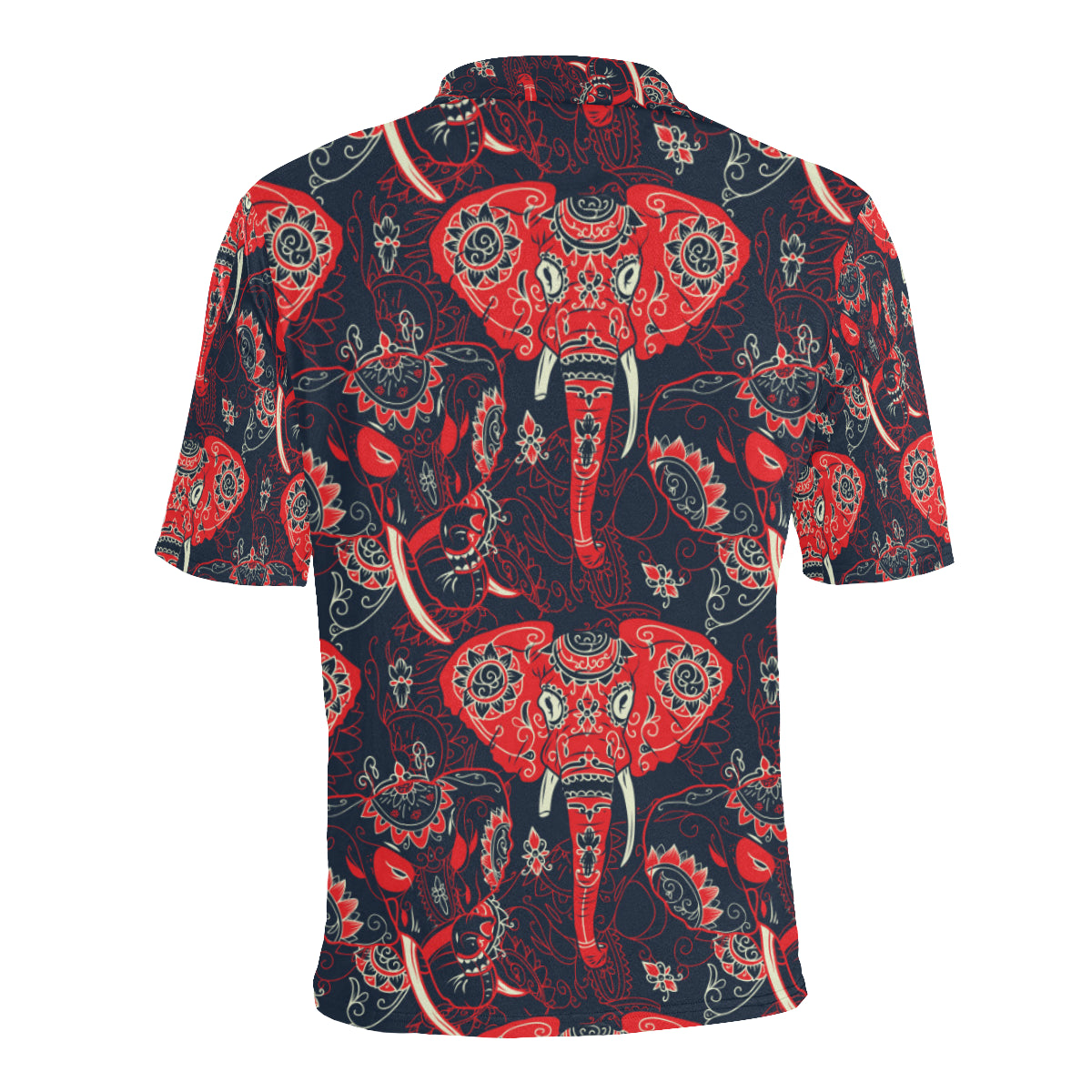 Red Indian Elephant Pattern Men Polo Shirt
