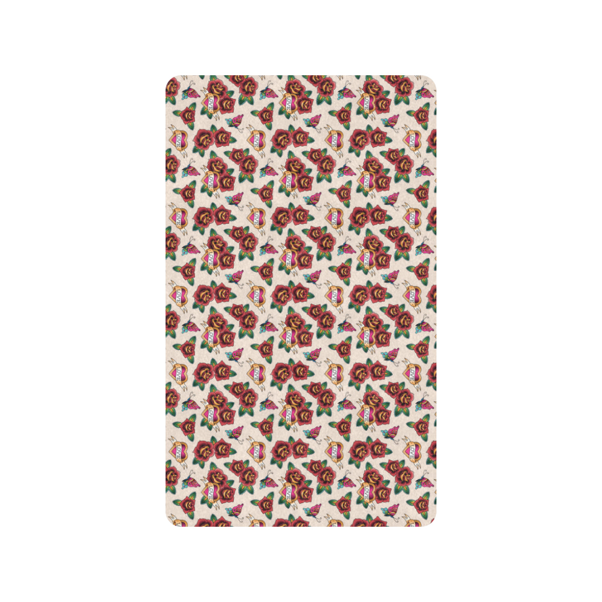 Old School Tattoo Rose Pattern Rubber Doormat