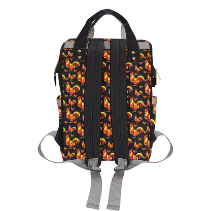 Rooster Print Themed Diaper Bag Backpack