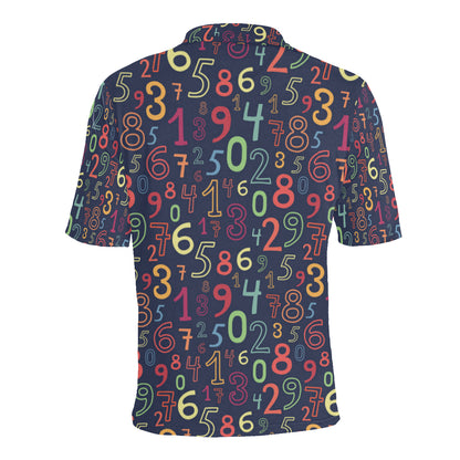 Number Pattern Print Design A01 Men Polo Shirt