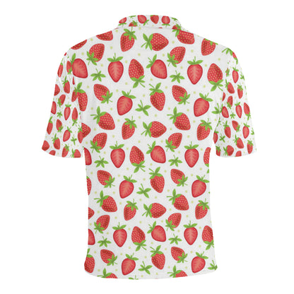 Strawberry Pattern Print Design SB07 Men Polo Shirt