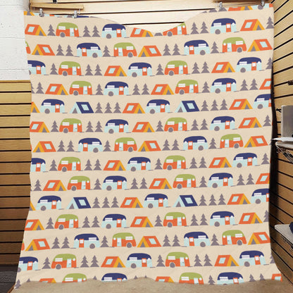 Camper Tent Pattern Print Design 03 Premium Quilt