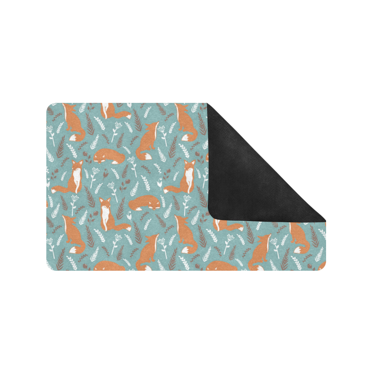 Fox Forest Print Pattern Rubber Doormat