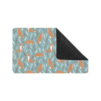 Fox Forest Print Pattern Rubber Doormat