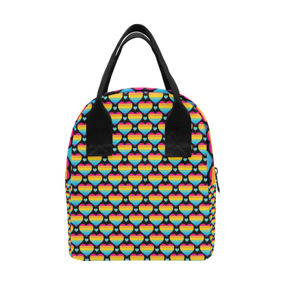 Rainbow Heart Print Pattern Insulated Lunch Bag