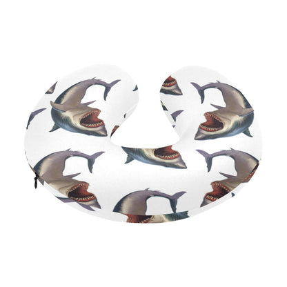 Great White Shark Pattern Print Design 03 U-Shaped Travel Neck Pillow