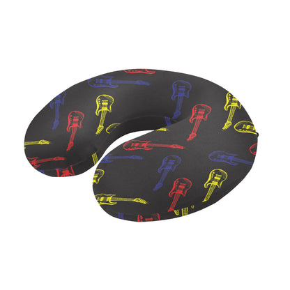 Electric Guitar Pattern Print Design 03 U-Shaped Travel Neck Pillow