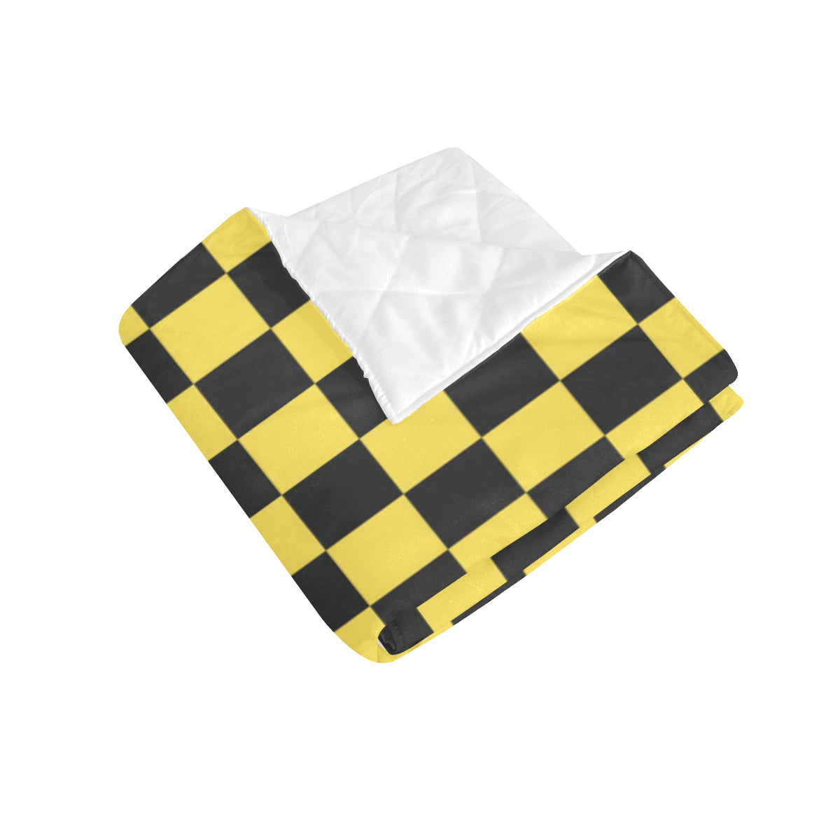 Checkered Yellow Pattern Print Design 03 Premium Quilt