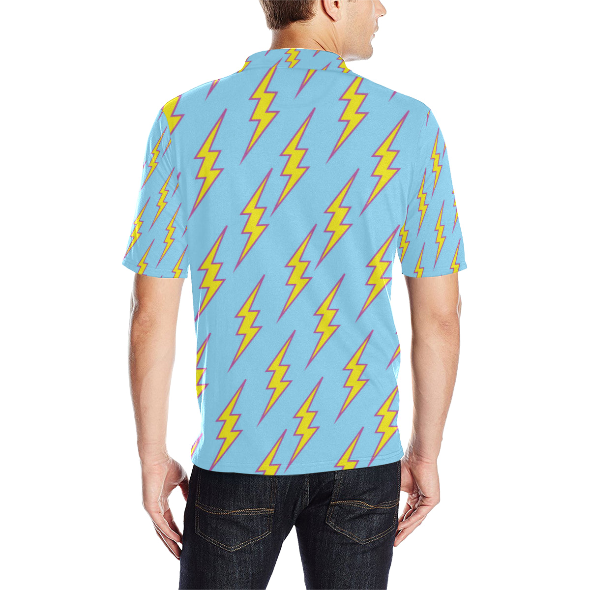 Lightning Thunder Pattern Print Design 02 Men Polo Shirt