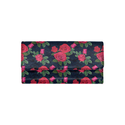 Rose Pattern Print Design A04 Women's Trifold Wallet