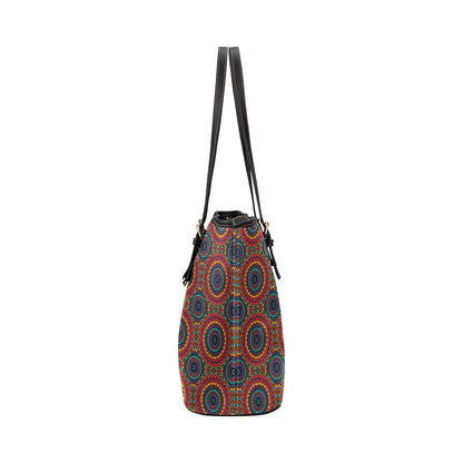 Bohemian Mandala Style Print Leather Tote Bag