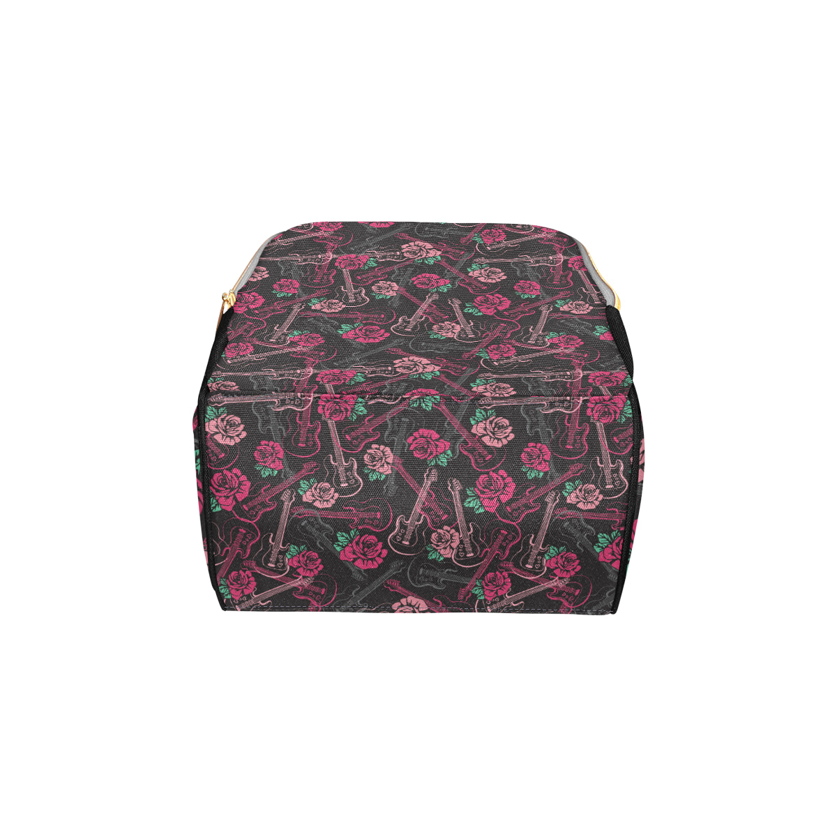 Bass Guitar Pink Rose Pattern Print Design 01 Diaper Bag Backpack