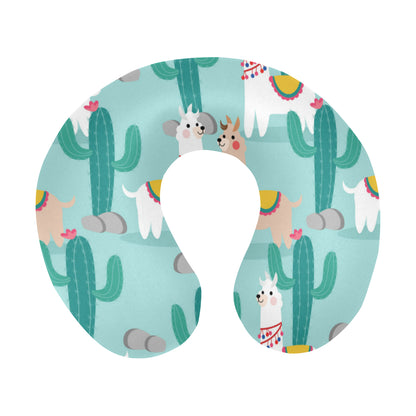 Llama Cactus Pattern Print Design 08 U-Shaped Travel Neck Pillow