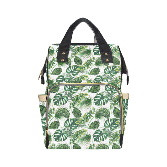 Green Pattern Tropical Palm Leaves Diaper Bag Backpack