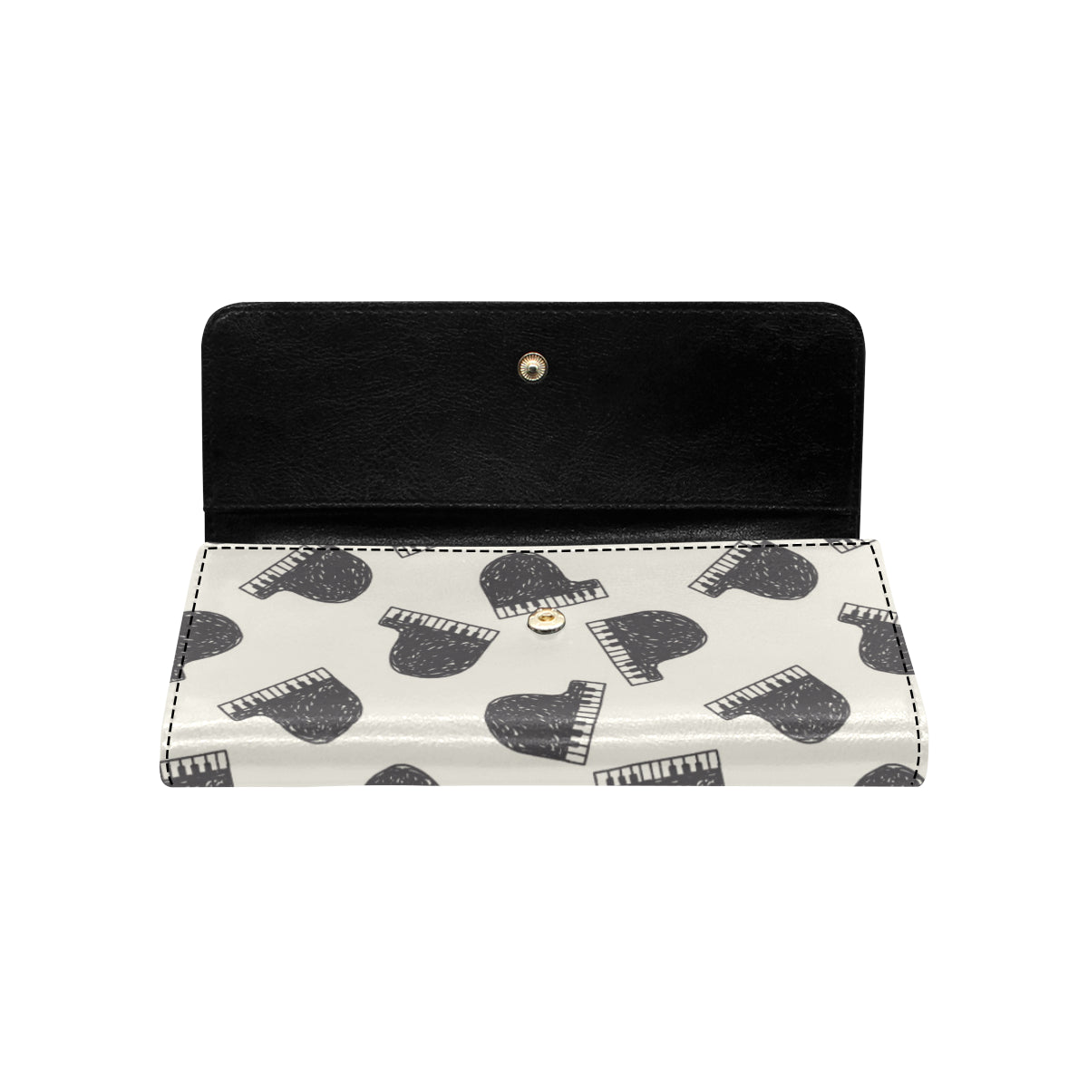 Piano Pattern Print Design 04 Women's Trifold Wallet
