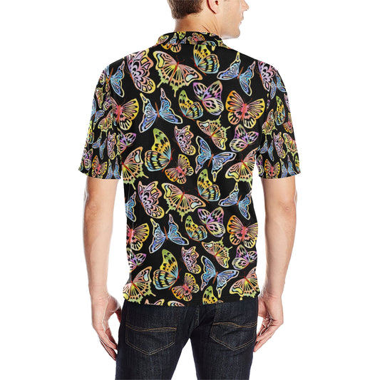 Butterfly Water Color Rainbow Men Polo Shirt