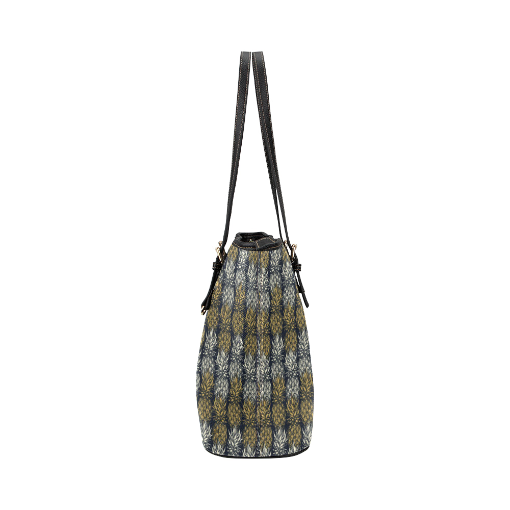 Pineapple Print Design Pattern Leather Tote Bag