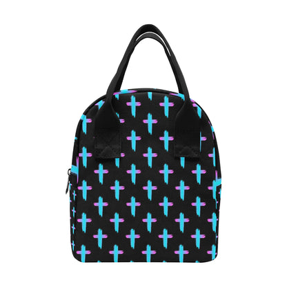 Christian Cross neon Pattern Insulated Lunch Bag