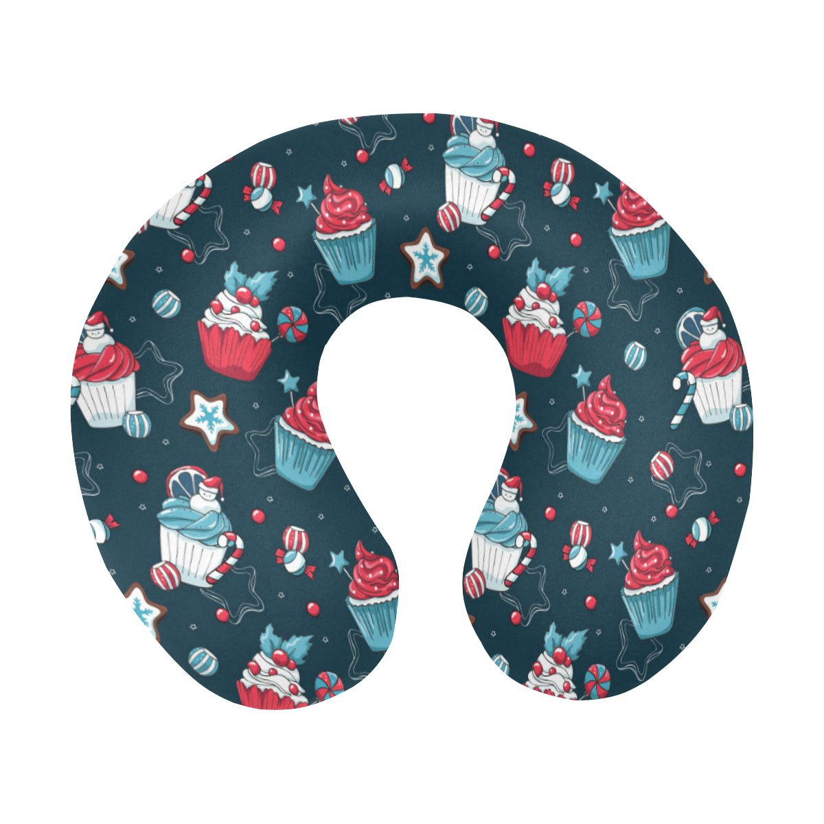 Cupcake Pattern Print Design 03 U-Shaped Travel Neck Pillow
