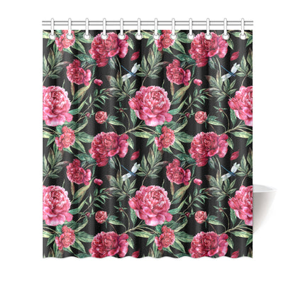 Peony Pattern Print Design PE04 Shower Curtain
