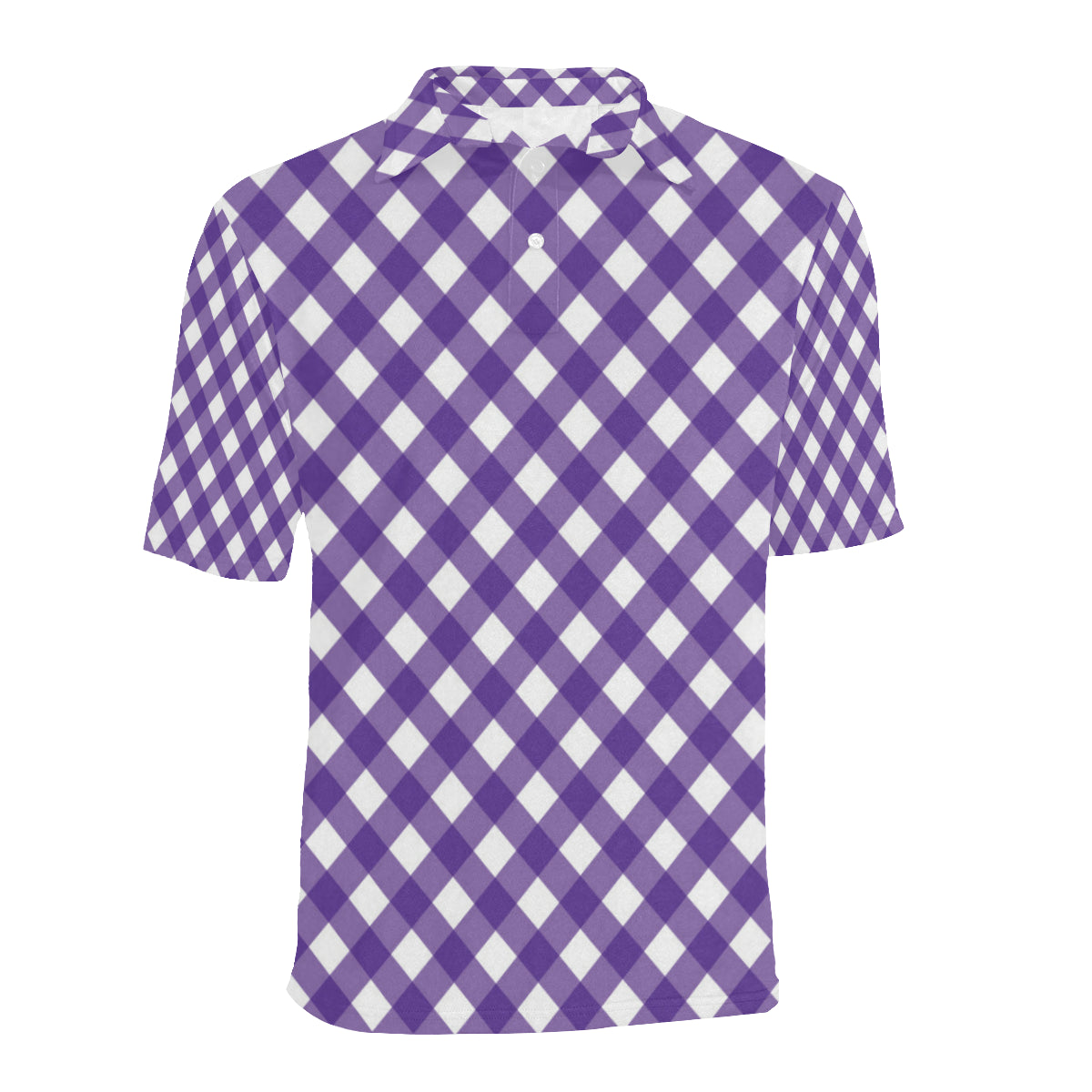 Gingham Purple Pattern Print Design 03 Men Polo Shirt