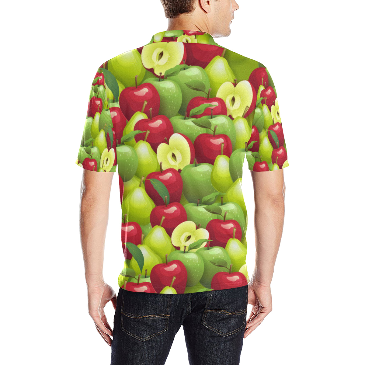 Apple Pattern Print Design AP03 Men Polo Shirt