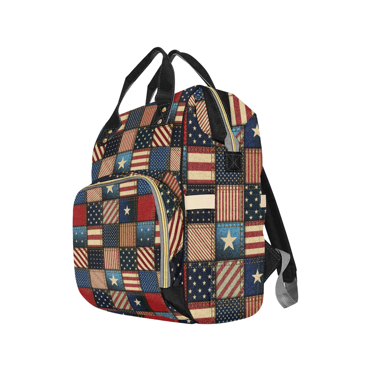 American flag Patchwork Design Diaper Bag Backpack