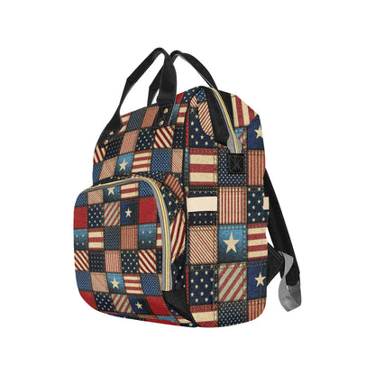 American flag Patchwork Design Diaper Bag Backpack
