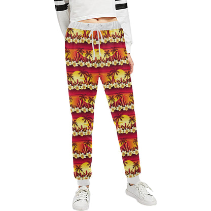 Hawaiian Tropical Sunset Hibiscus Print Unisex Sweatpants