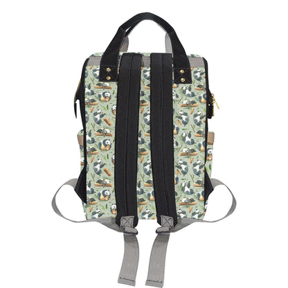 Panda Bear Design Bamboo Print Diaper Bag Backpack