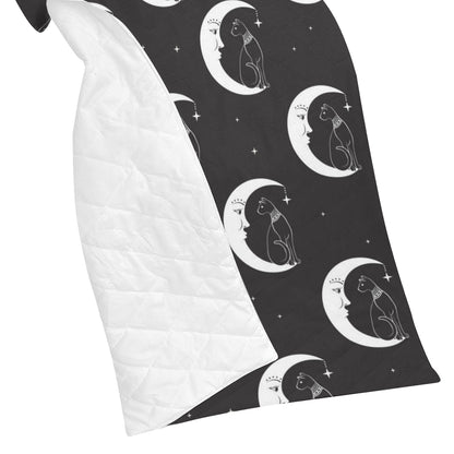 Moon with Cat Pattern Print Design 04 Premium Quilt