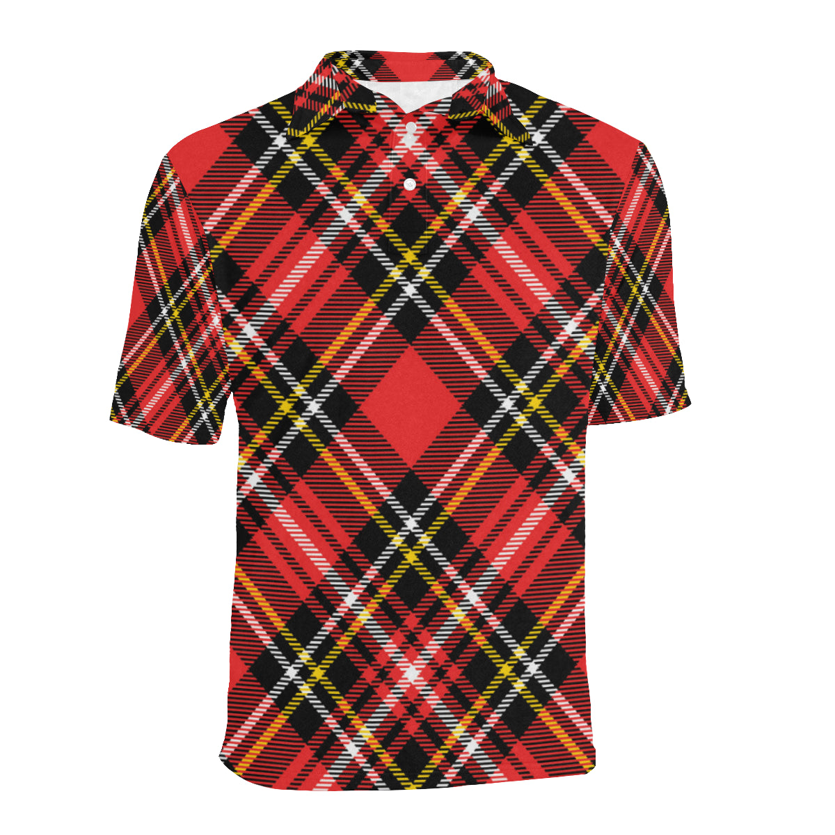 Plaid Red Pattern Print Design A03 Men Polo Shirt