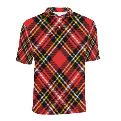 Plaid Red Pattern Print Design A03 Men Polo Shirt