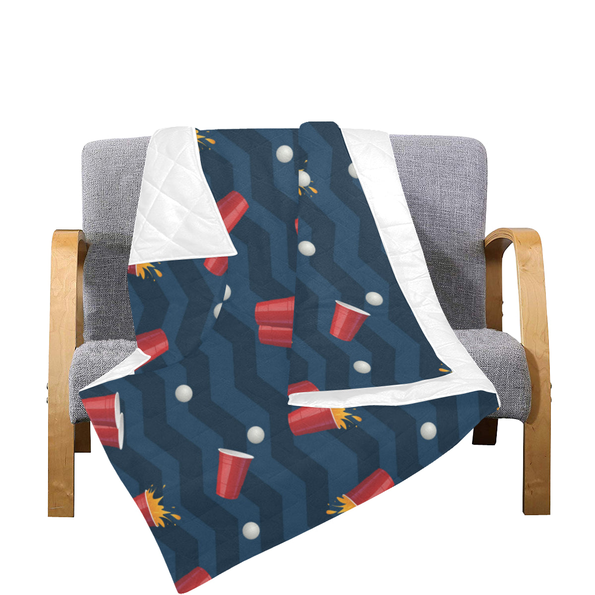 Beer Pong Pattern Print Design 01 Premium Quilt