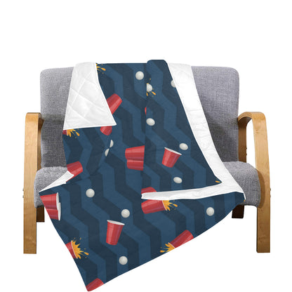 Beer Pong Pattern Print Design 01 Premium Quilt