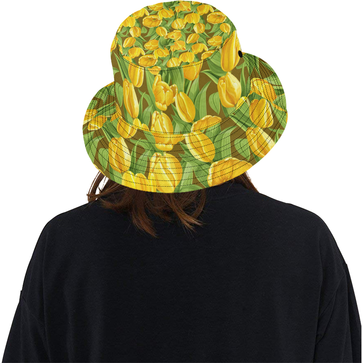 Tulip Yellow Pattern Print Design TP010 Unisex Bucket Hat