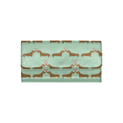 Dachshund Pattern Print Design 02 Women's Trifold Wallet