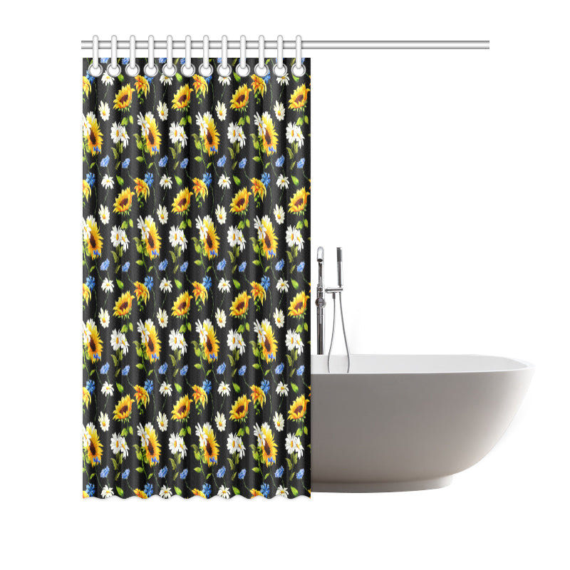 Sunflower Chamomile Bright Color Print Shower Curtain