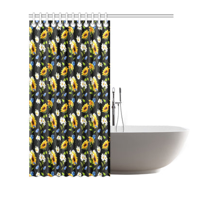 Sunflower Chamomile Bright Color Print Shower Curtain